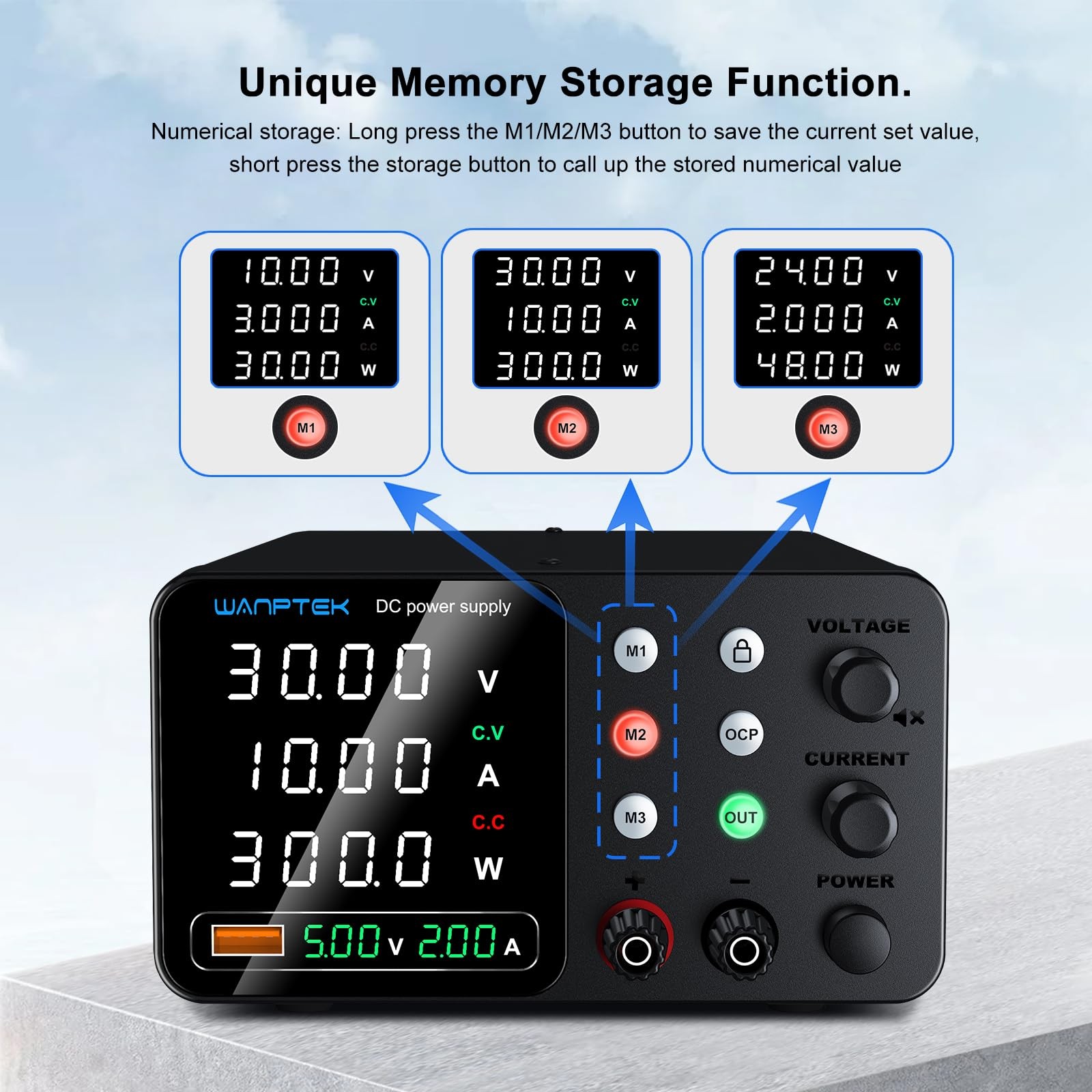 WANPTEK 30V 10A Black Power Supply