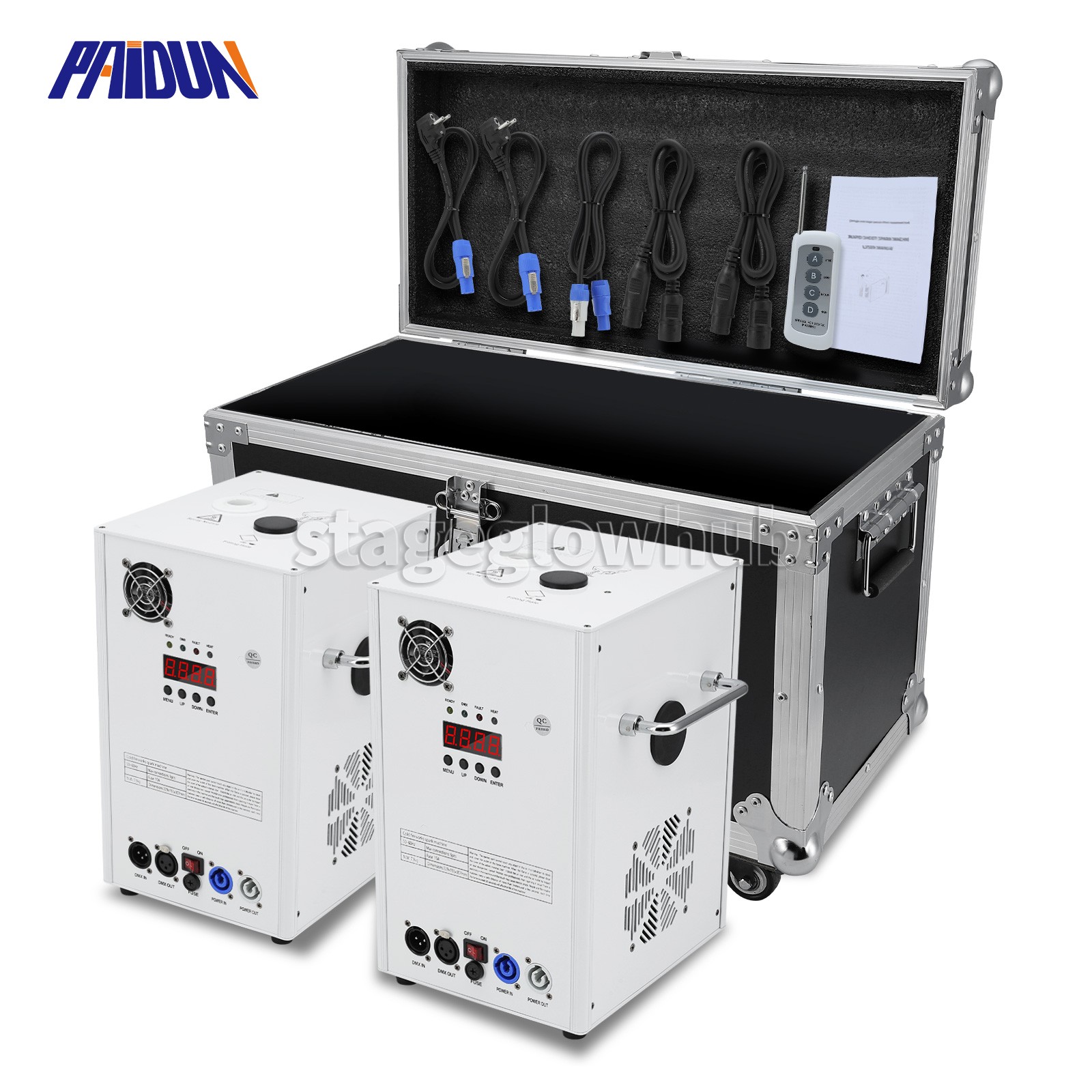 PAIDUN 2PCS 850W Large Cold Spark Firework Machine Sparkler Effect Flight Case