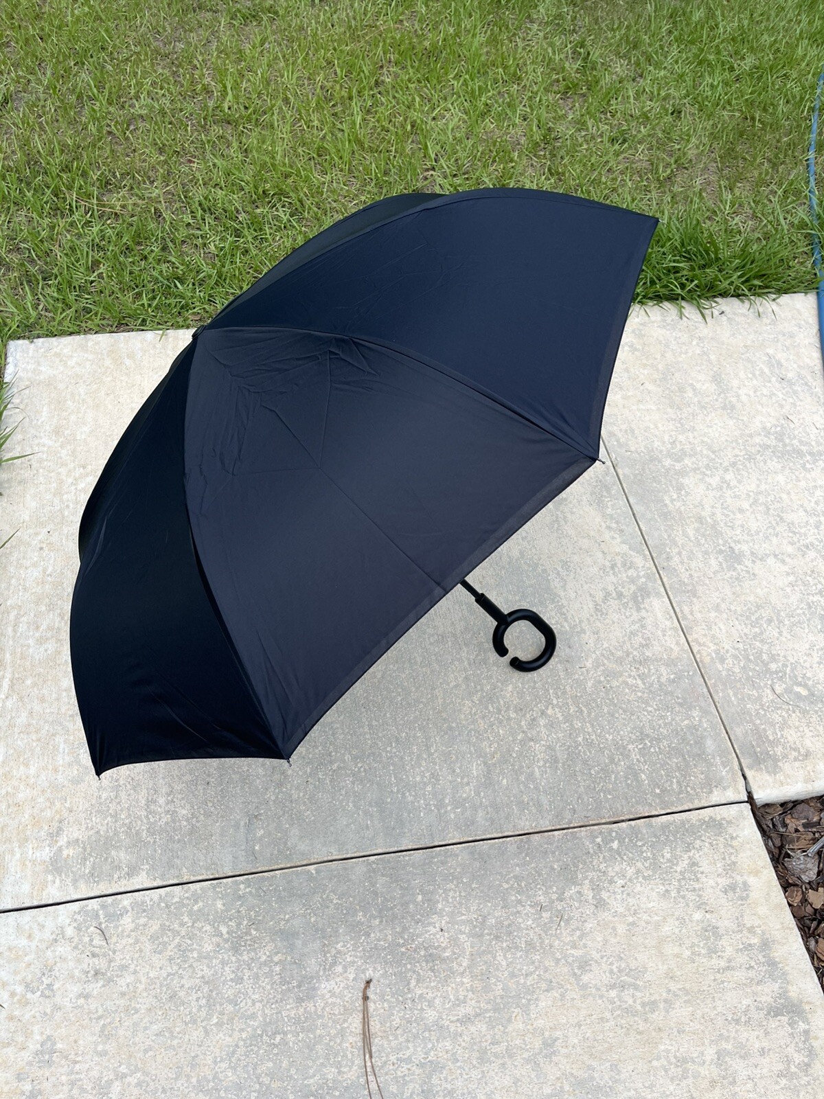 C-Handle Inverted Reverse Umbrella, Peacock Feathers (Inside Out, Upside Down)