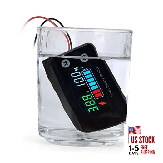 IPX7 Waterproof Battery Monitor12v 24v 36v 48v 60v 72v,Car Motorcycle Golf Blue