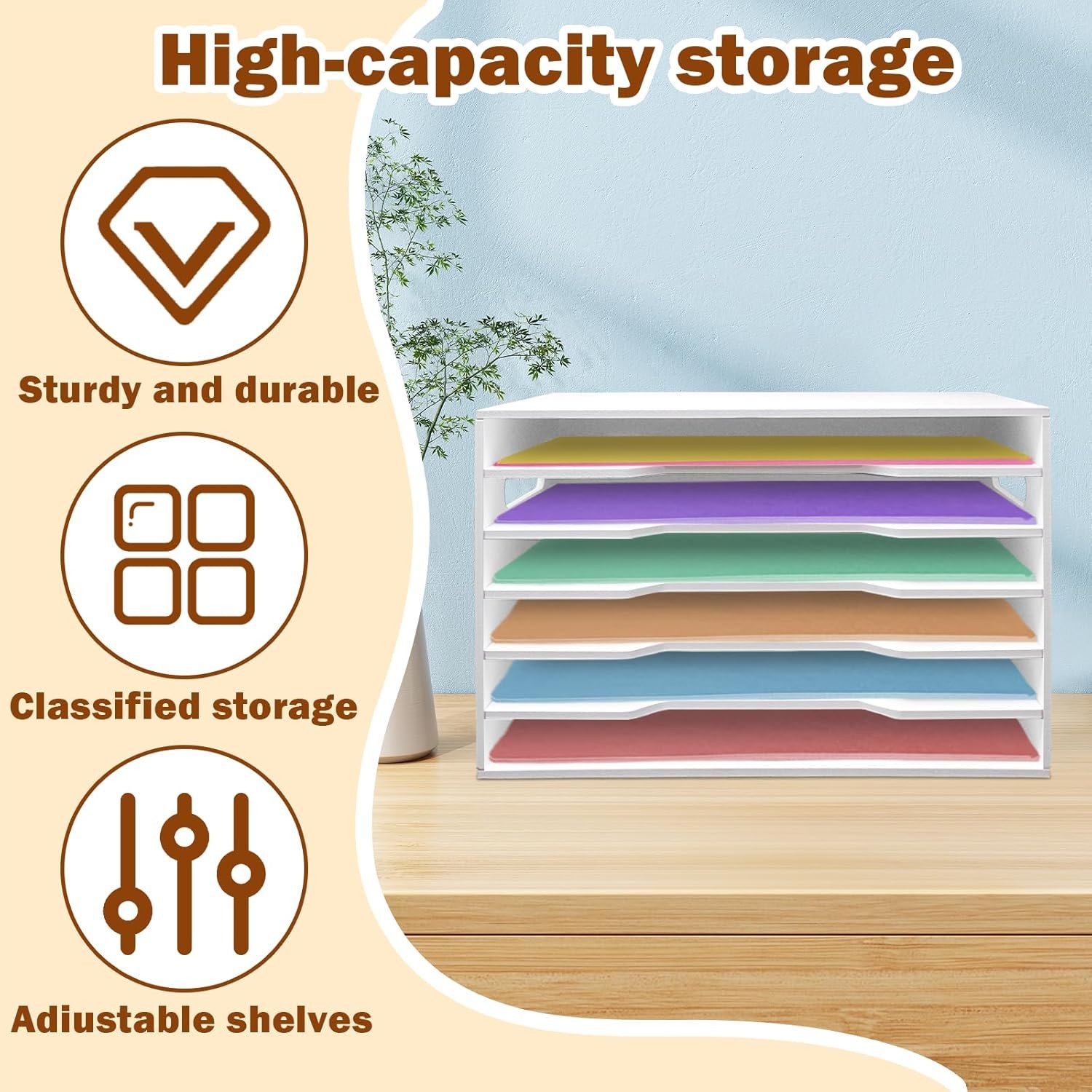 12x18 Construction Paper Organizer,6 Tier Construction Paper Organizer,File
