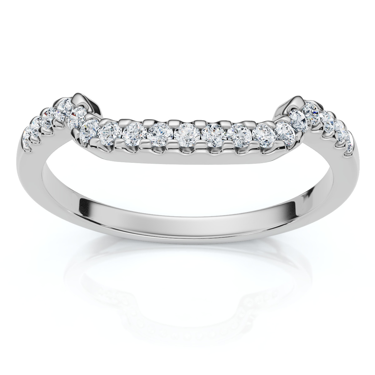 1/6ct Curved Notched Diamond Wedding Guard Enhancer Ring 14K White Gold