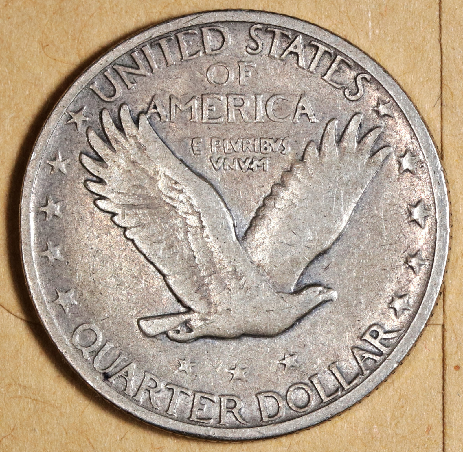 1930-s Standing Liberty Quarter. Error. Clashed "E". VF-XF. 192219