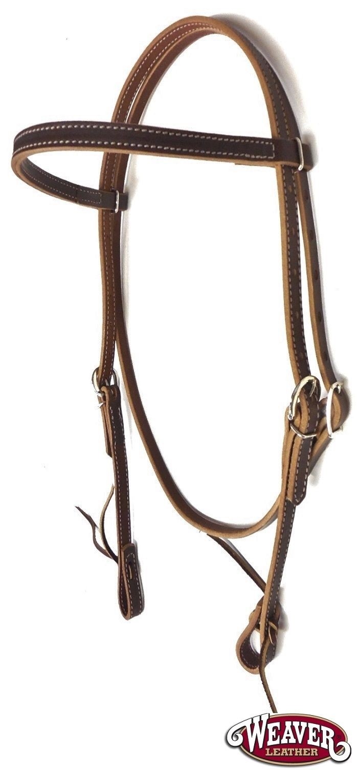 Browband Headstall Stitched 5/8" Brown Latigo Leather by Weaver New