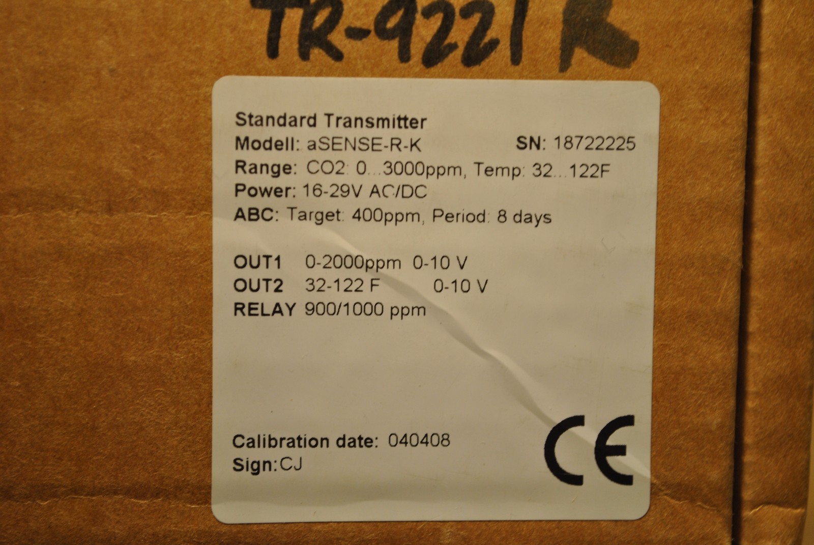 Airtest TR9221 Duct Probe aSENSE-R-K Standard Transmitter