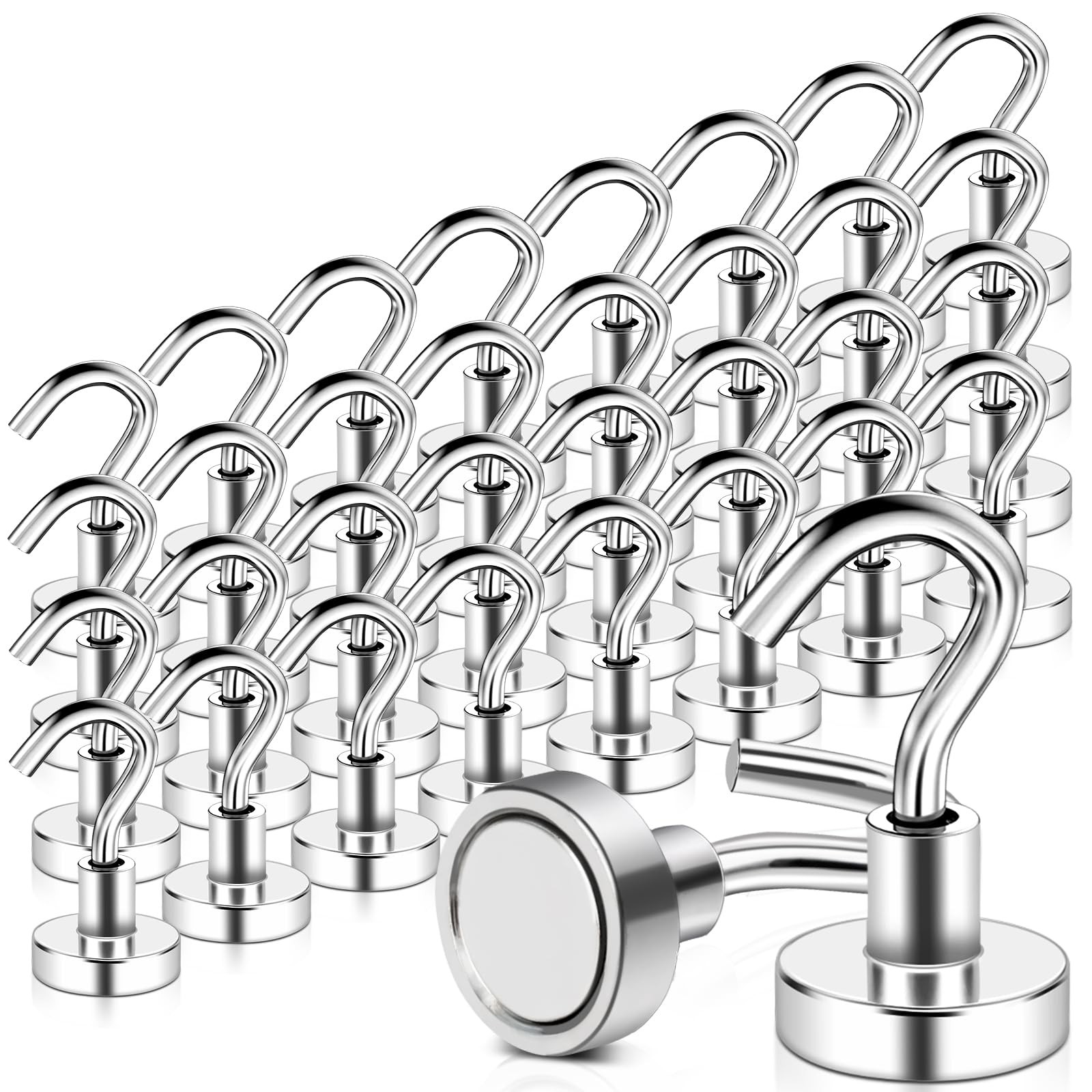 32 Pack Magnetic Hooks Heavy Duty, 25 lbs Strong Magnet