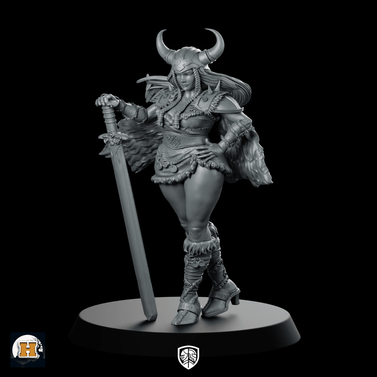 Herja Miniature Horned Warrior Queen Sword Heroine