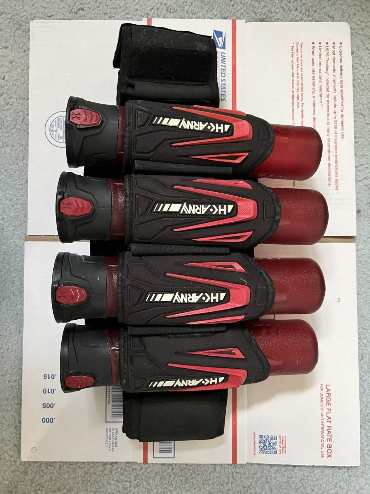 HK Army Zero-G Lite 4+3+4 Paintball Harness (Red) with 4 HK Pods and Paint Caddy