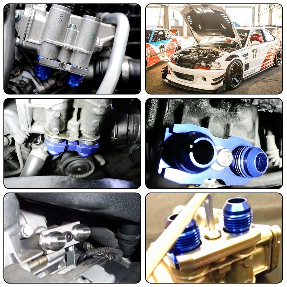 AN10 Oil Cooler Adapter Fitting For BMW E36 E46 E82 E9X 135/335 E46 M3 E90 Blue