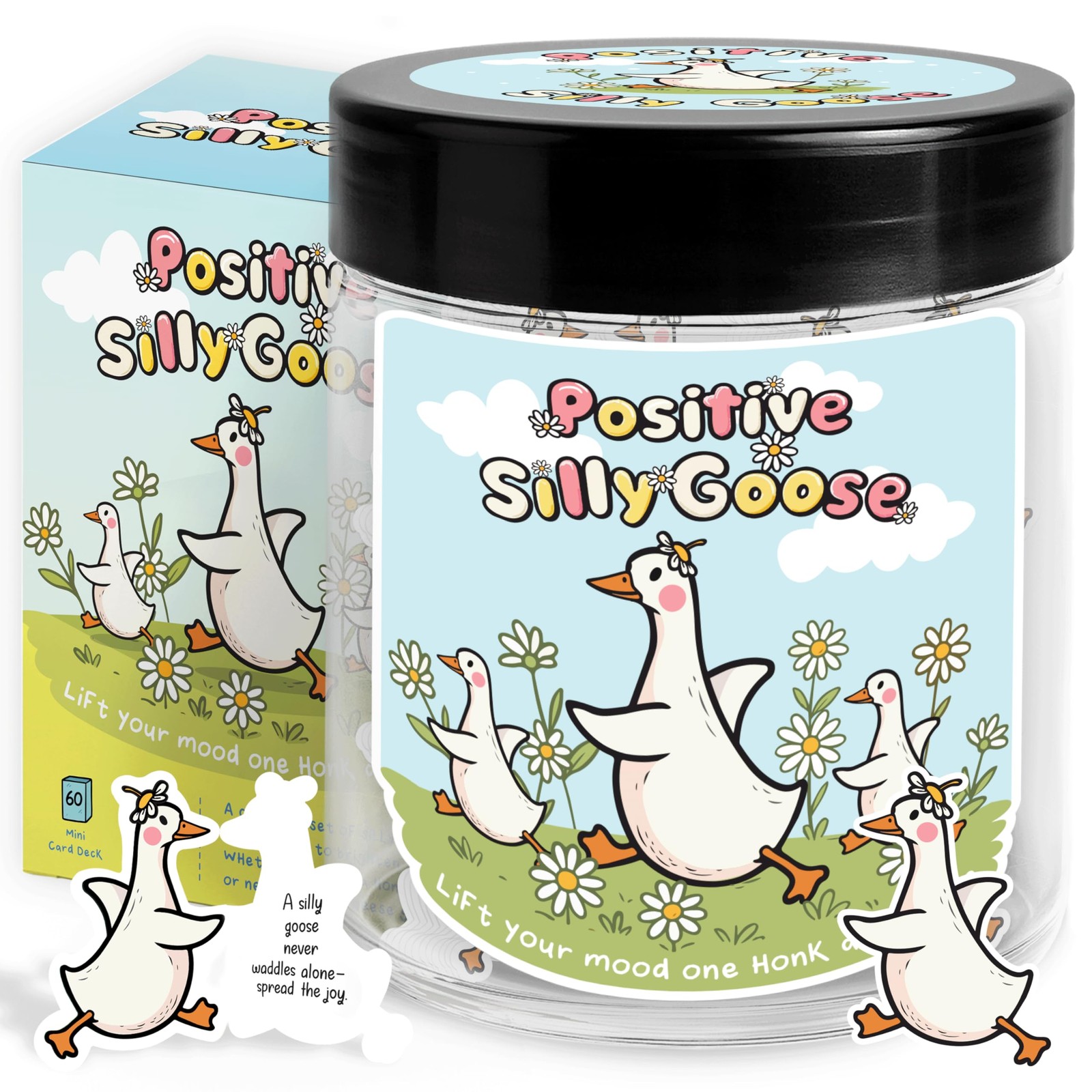 Positive Goose Jar with 60 Affirmation 2.95 x x 3.54 inches, Silly