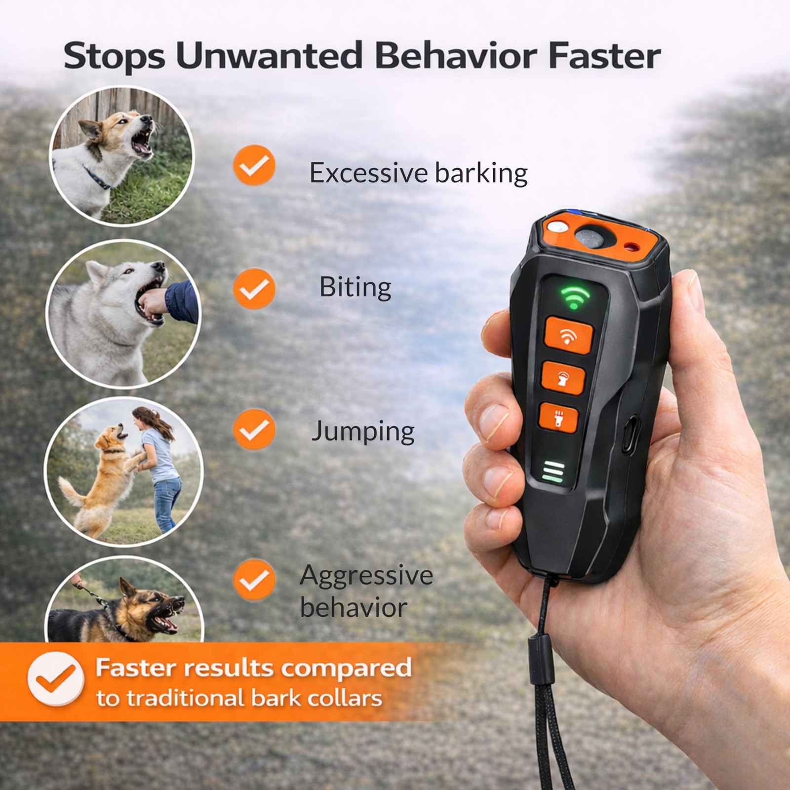 Dog Anti Barking Device - Portable Ultrasonic Dog Bark Deterrent with Recharg...