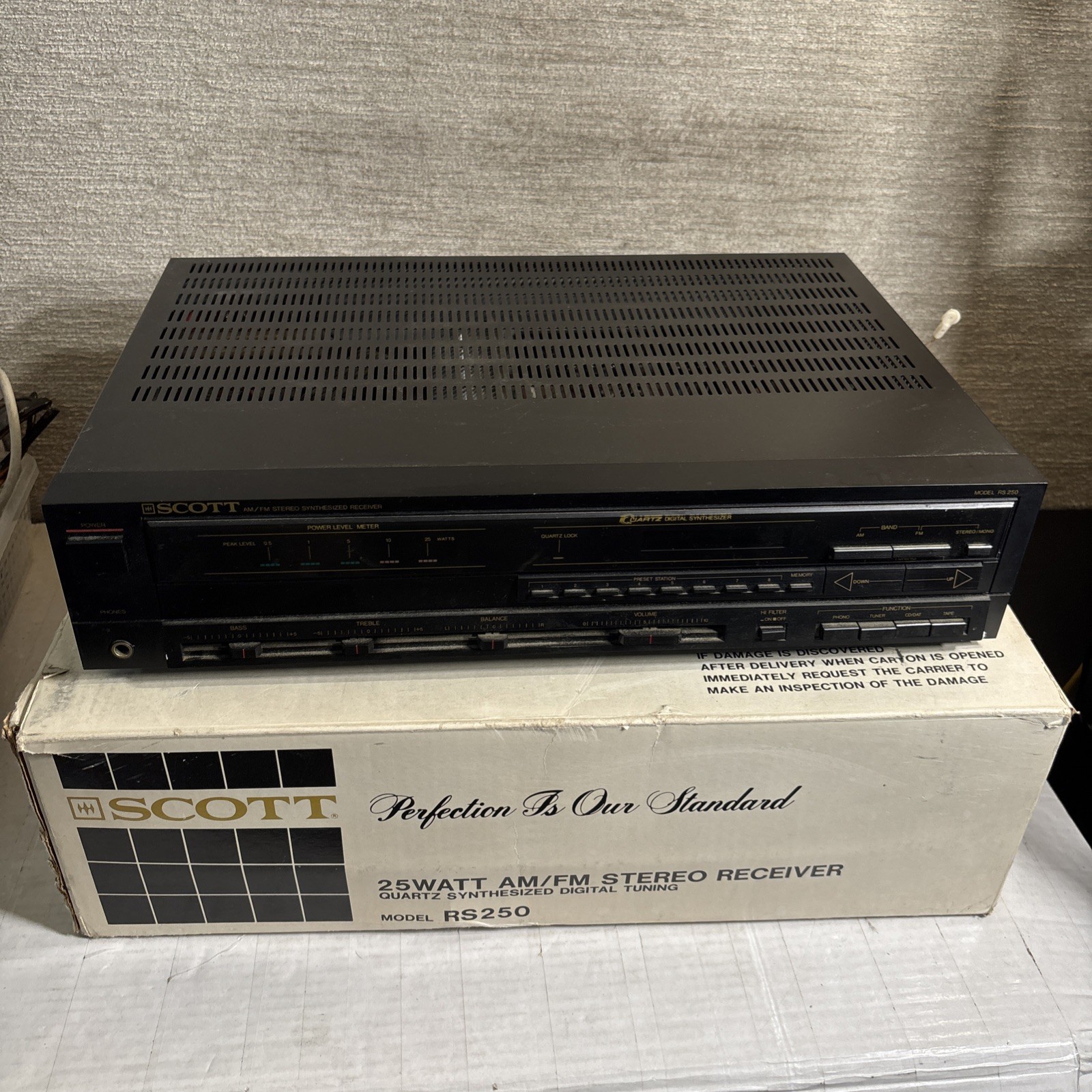 Scott RS250 AM/FM Stereo Receiver Radio Tuner Analog Black 1989 W/ Box WORKS EUC