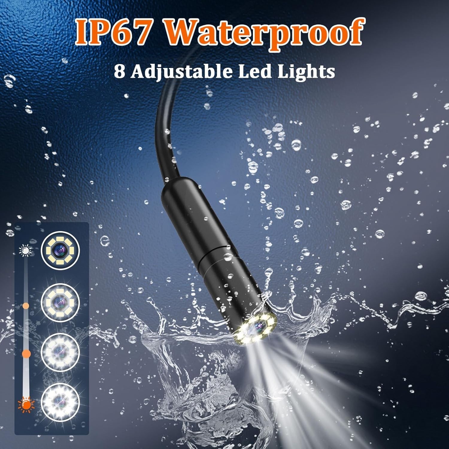 1080P Endoscope Camera with Lights Dual Lens Borescope 32.8FT Cable 4.3" Screen