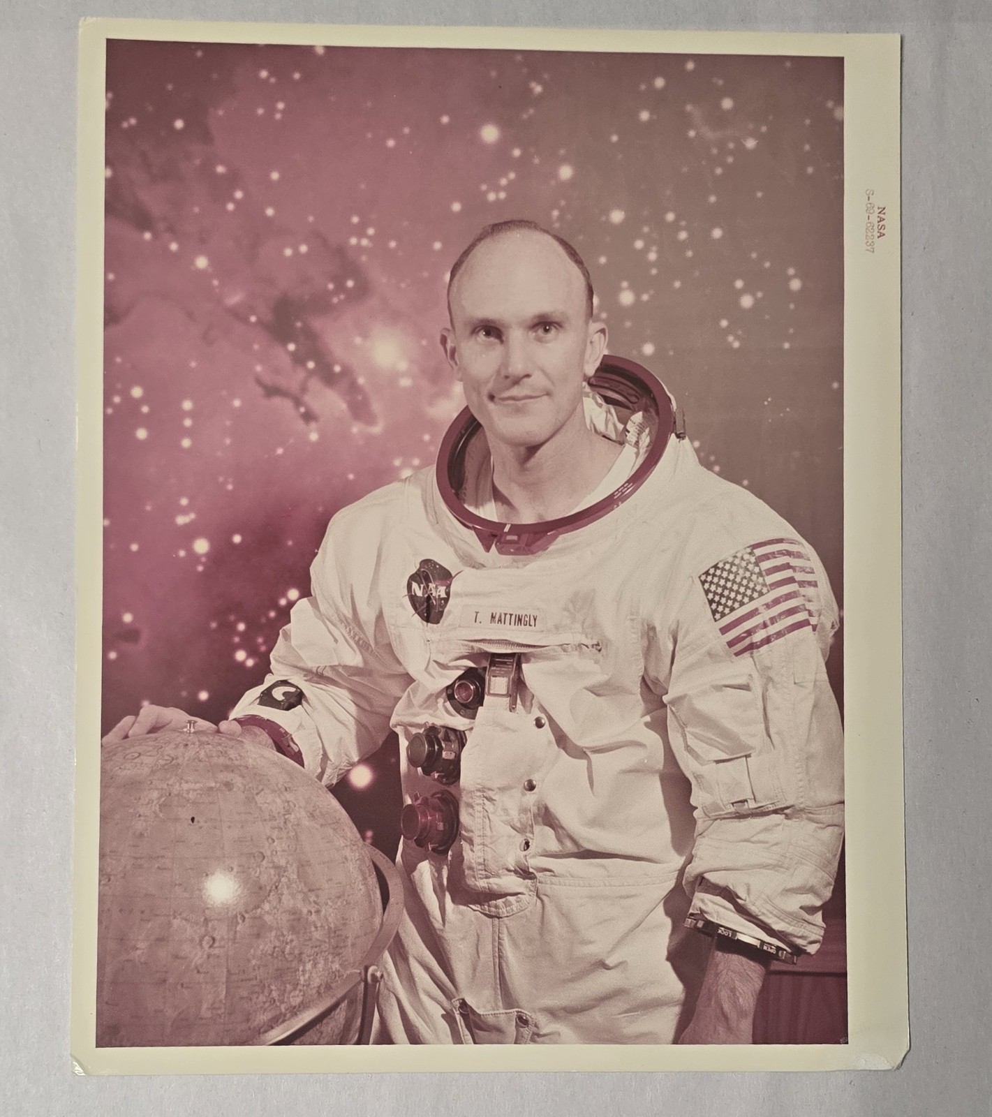 Vintage NASA Red Number Photo Apollo 13 Ken Mattingly S-69-62237