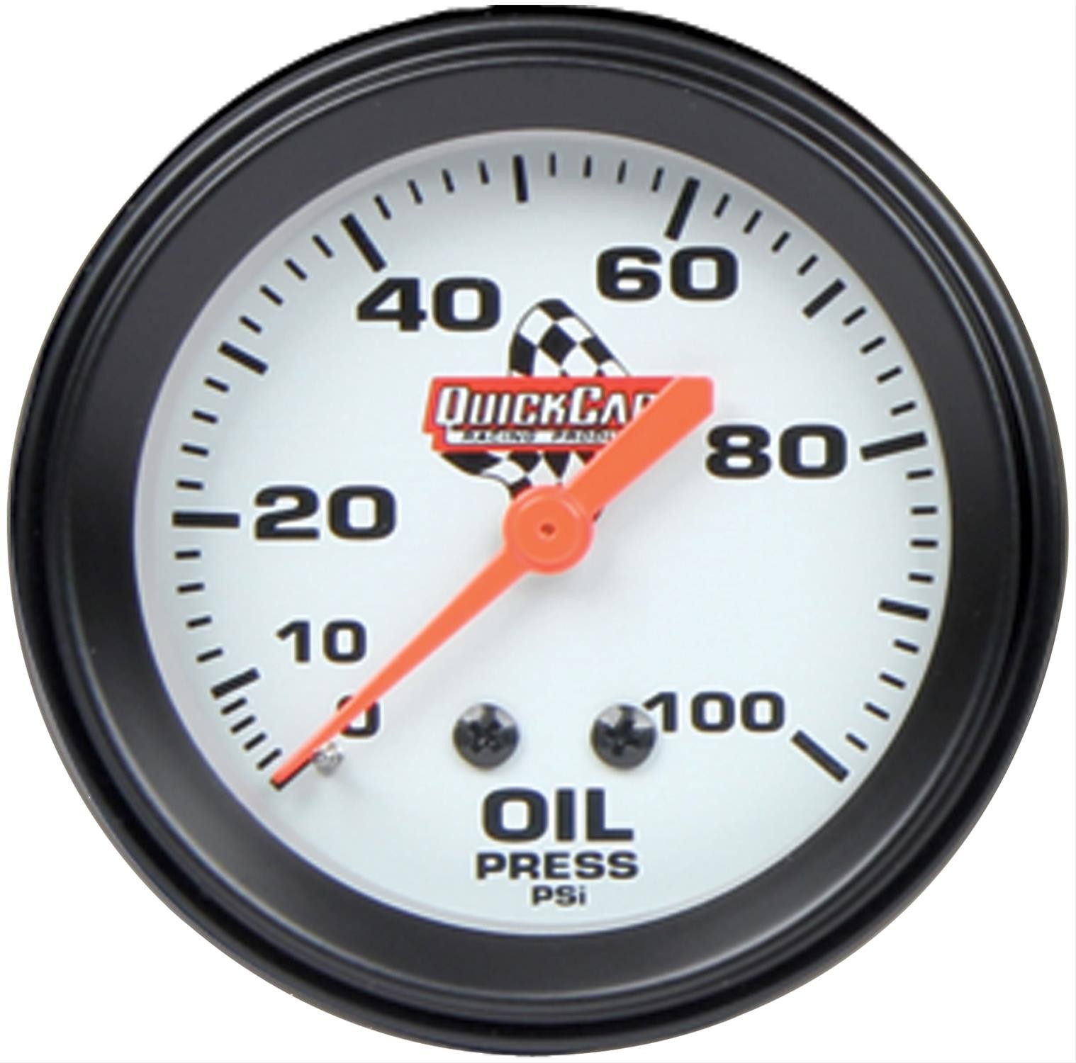QuickCar Racing Products Mechanical Oil Pressure Gauge 2 5/8" Dia White Face