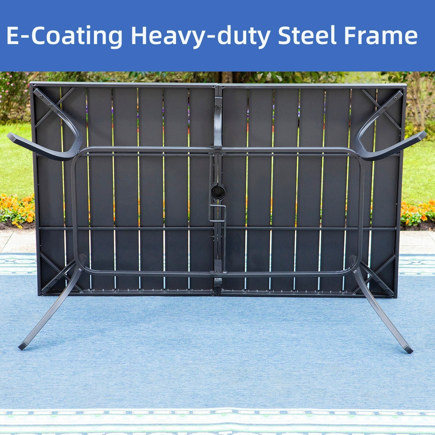 Patio Dining Set Metal Outdoor Bistro Stackable Chairs& Table Black Heavy Duty