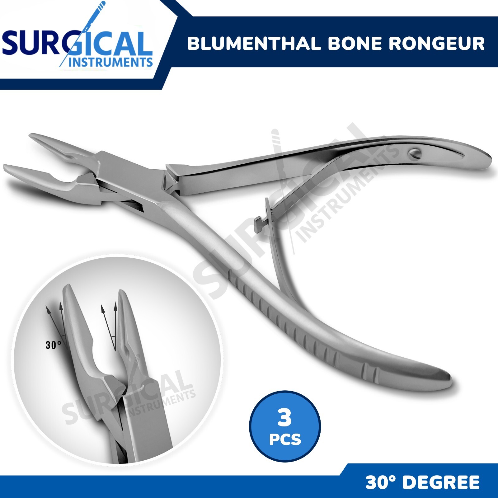 3 Pcs Of Blumenthal Bone Rongeur 30 Degree 5.5" Dental Instruments German Grade