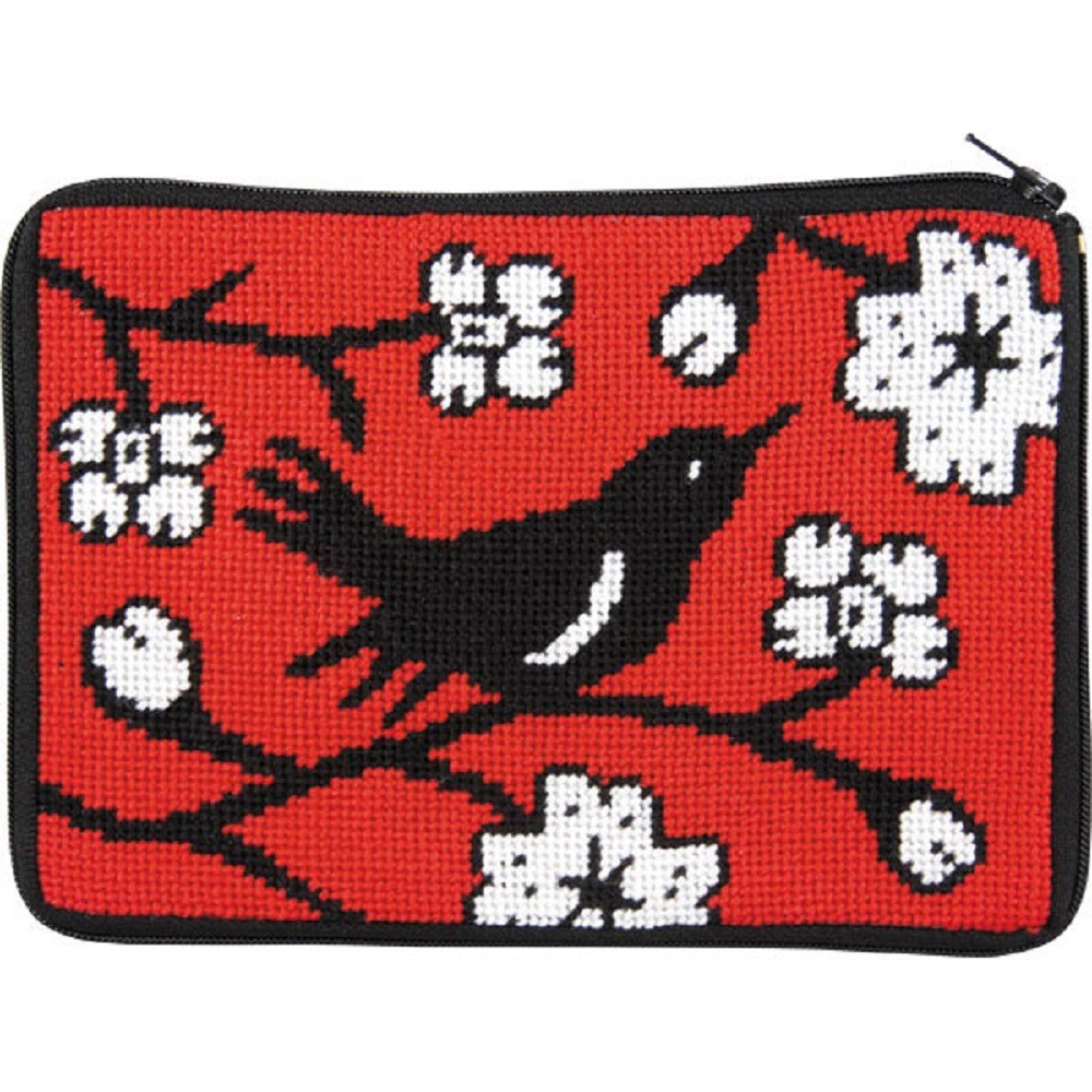 Alice Peterson Stitch & Zip Needlepoint Cosmetic Case Kit - SZ595 Blackbird