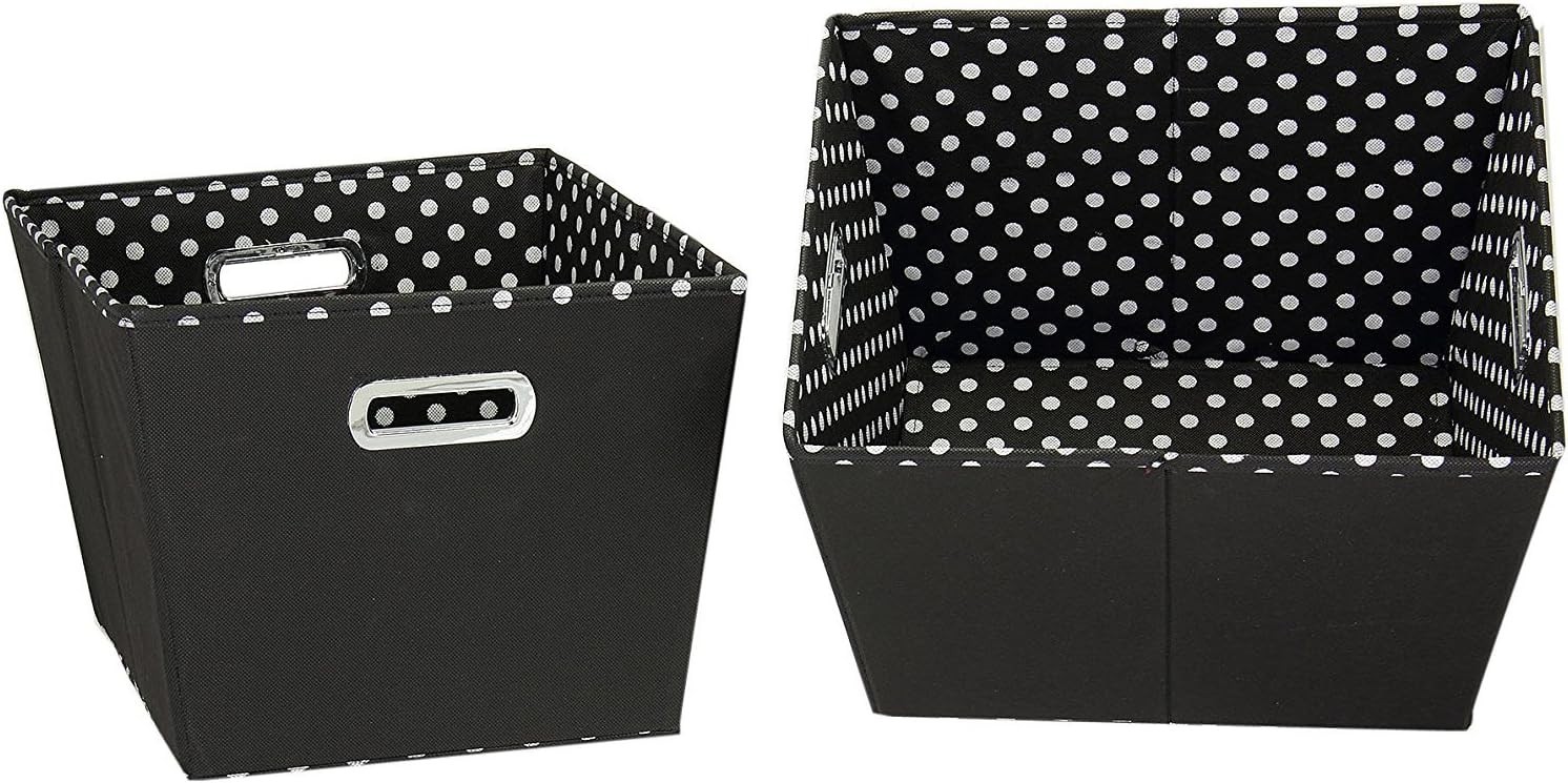 19KDBLK-1 Medium Tapered Decorative Storage Bins | 2 Pack Set Cubby Baskets |...