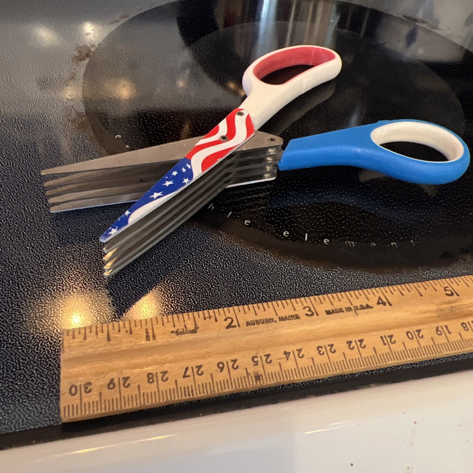 Multi Blade Herb Scissors Aqua Colored Handle Stainless Steel 5 Blades.