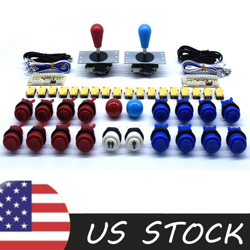2 Players Arcade Buttons and Joystick Kit Controller USB Encoder MAME HAPP DIY