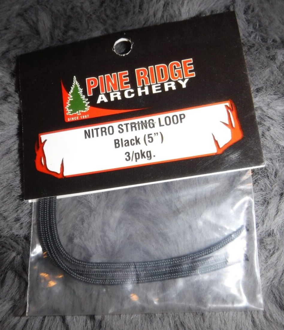PINE RIDGE ARCHERY NITRO STRING LOOP BLACK LOOPS 3 PCS 5 INCH