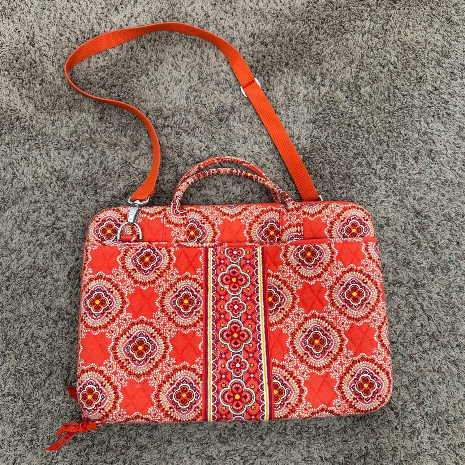 Vera Bradley Retired Paprika Quilted Laptop Messenger Bag Floral Hard Case