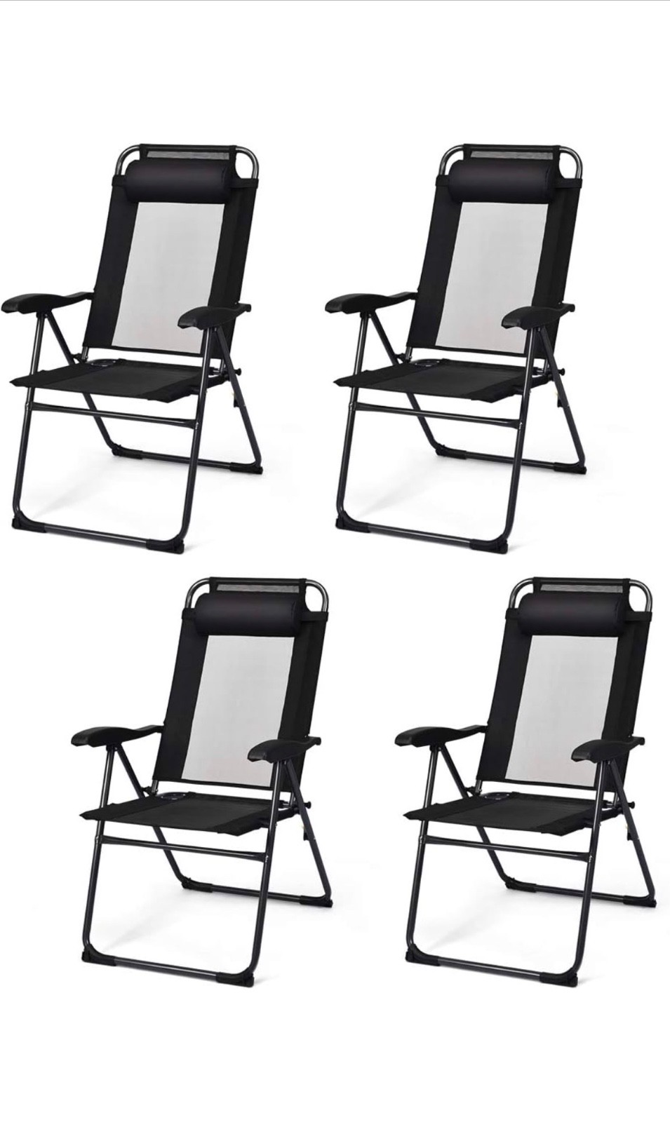 NEW Adjustable Patio Chairs – Sets of 4 (Sealed in Box)