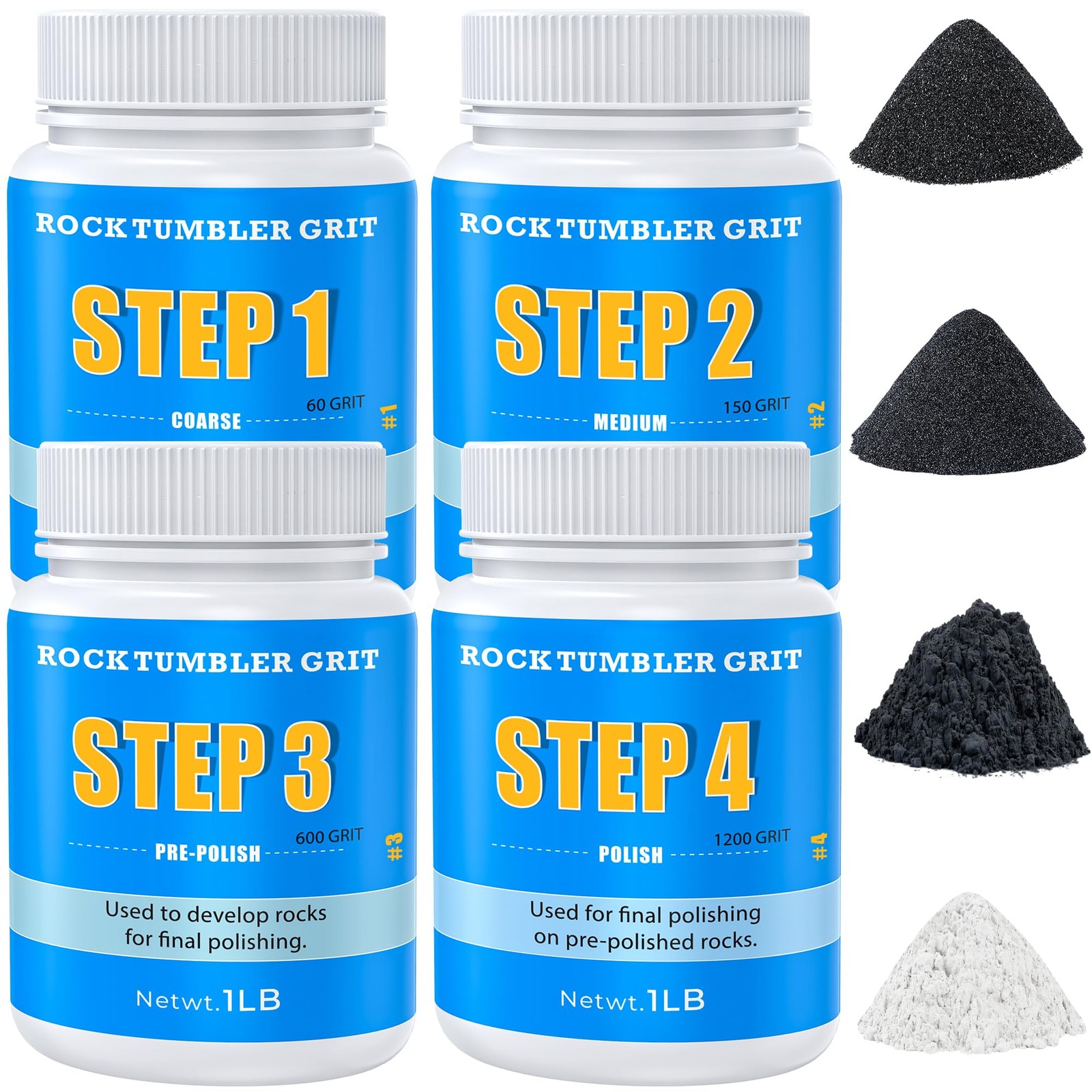 Rock Tumbler Grit and Polish Refill Kit - 6 Pounds, Value Pack, Ideal for Up to