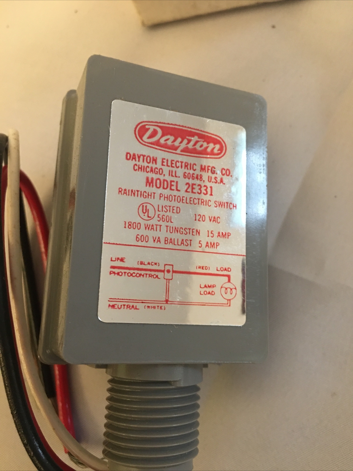Dayton 2E331 Male Thread 1/2” Photoelectric Switch