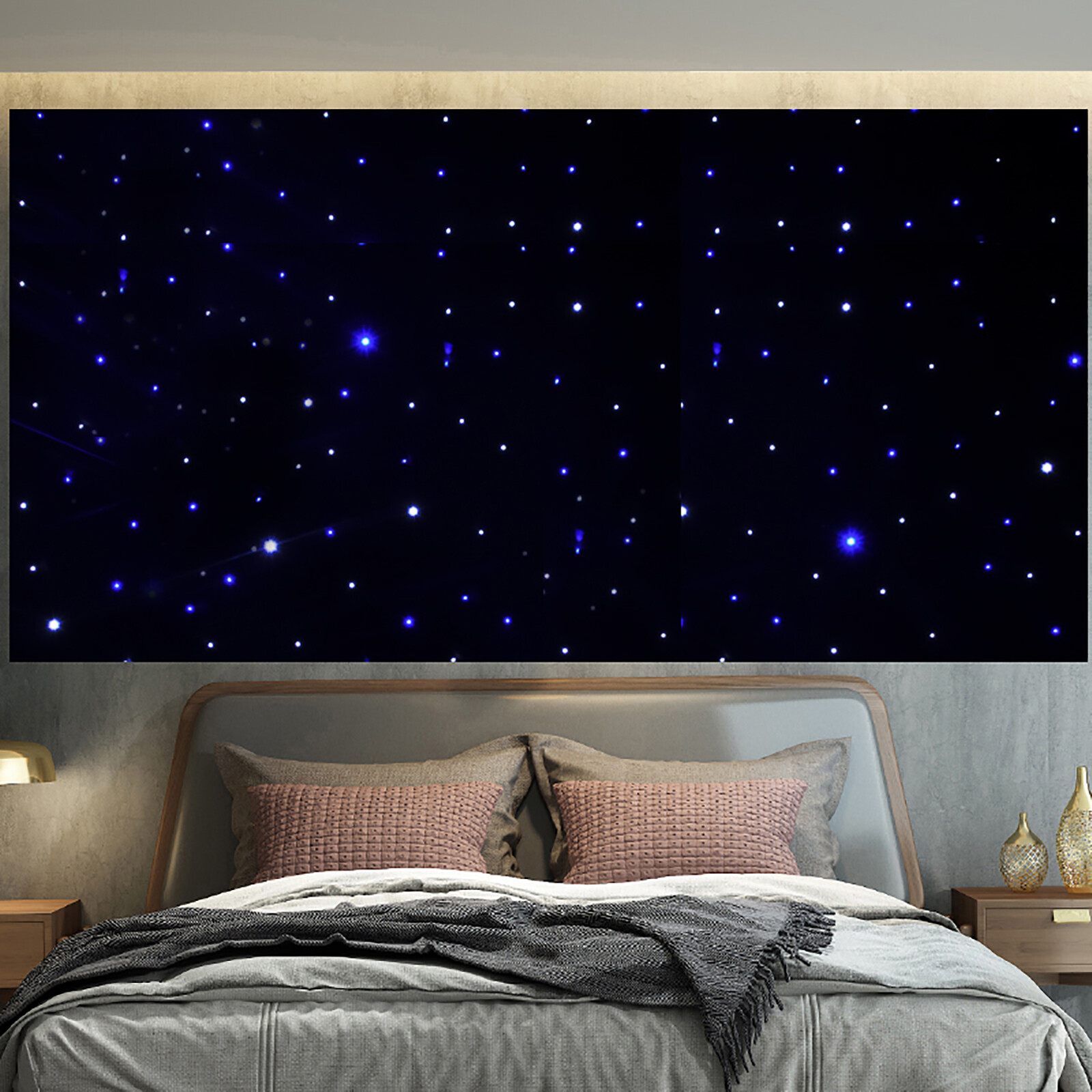 LED Star Stage Backdrop White & Blue Starlight Curtain Sky Background w/Remote