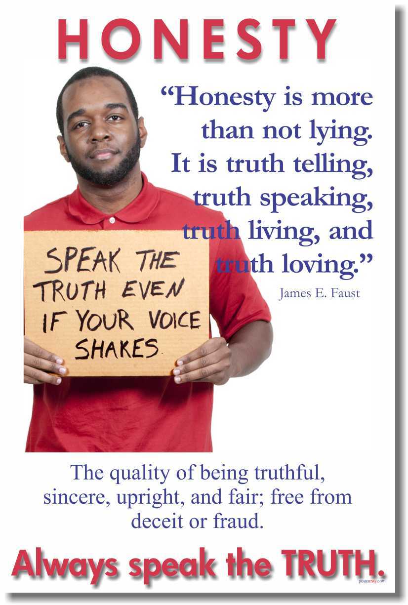 NEW Motivational Classroom POSTER - Honesty - Always Speak the Truth - J. Faust