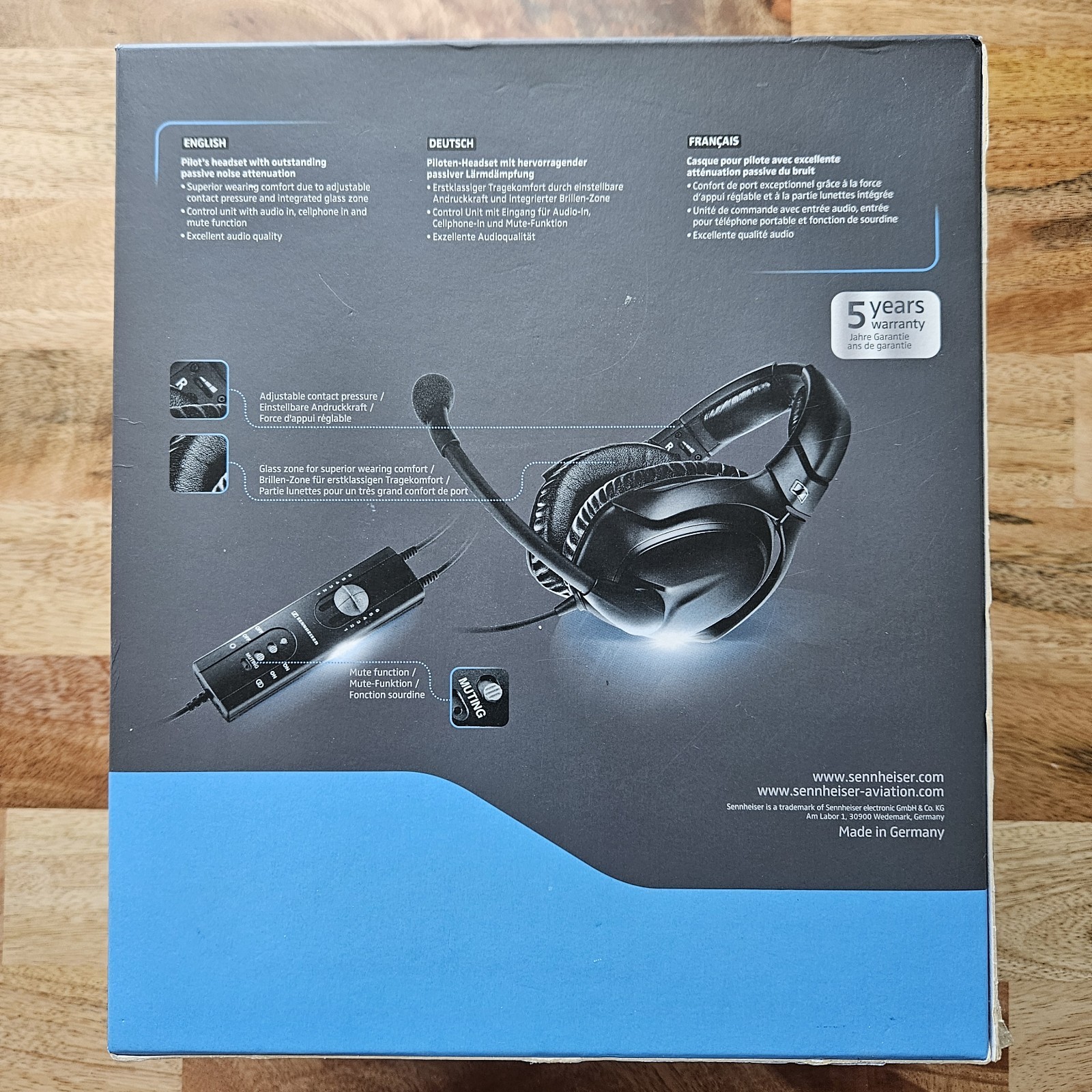 Sennheiser S1 Passive Aviation Headset - Open Box w/ Case, Manual & Accessories