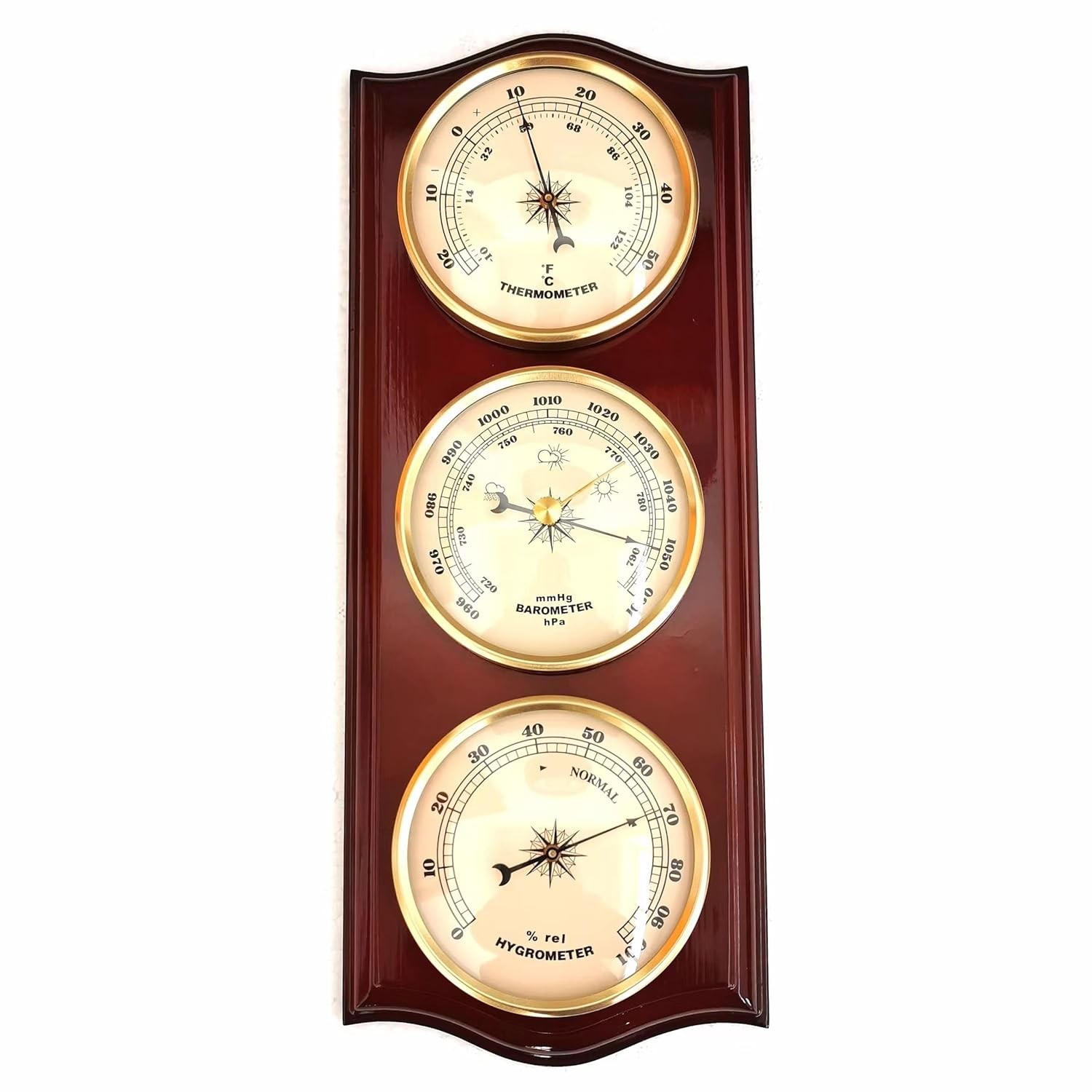 Classic Analog Weather Station-Home Barometers-Indoor Brown and gold