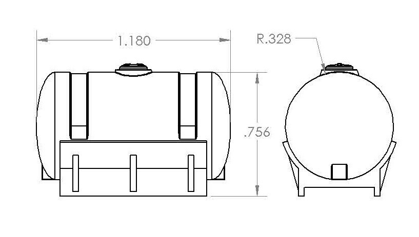 1/64 3D Printed 400 Gallon Horizontal Tank & Cradle