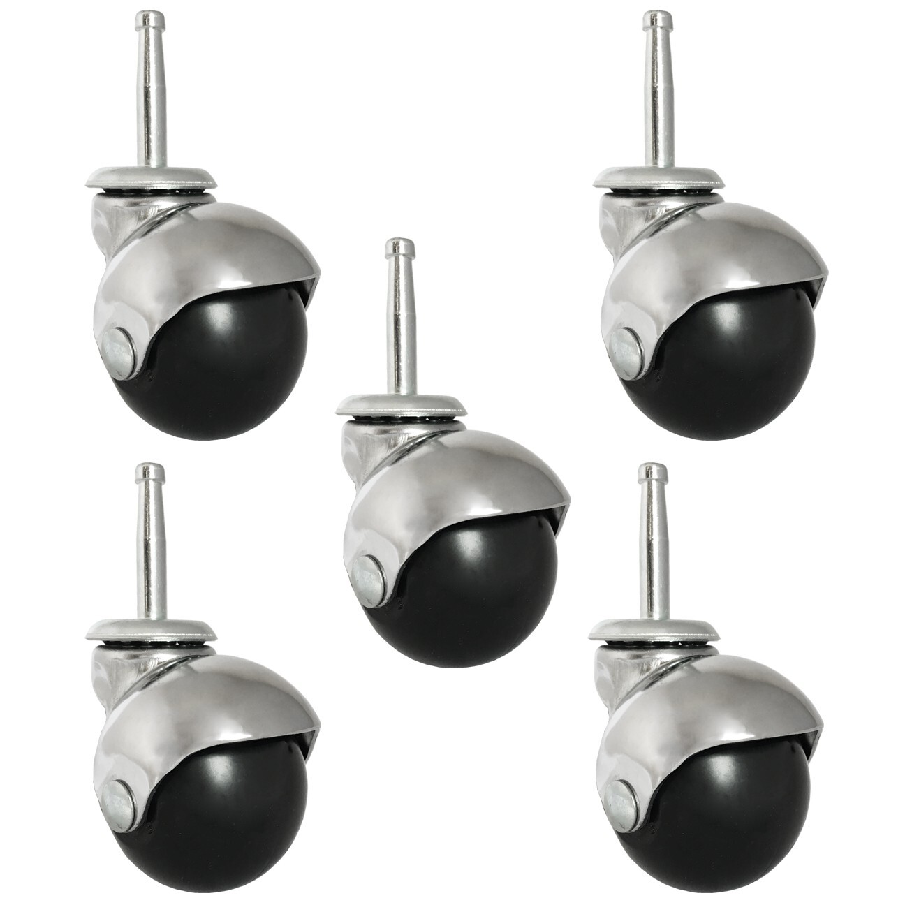 2" Chrome Ball Caster w/ Mounting Stem for Socket Insert - 5 Set - R-S5555-5/Bag