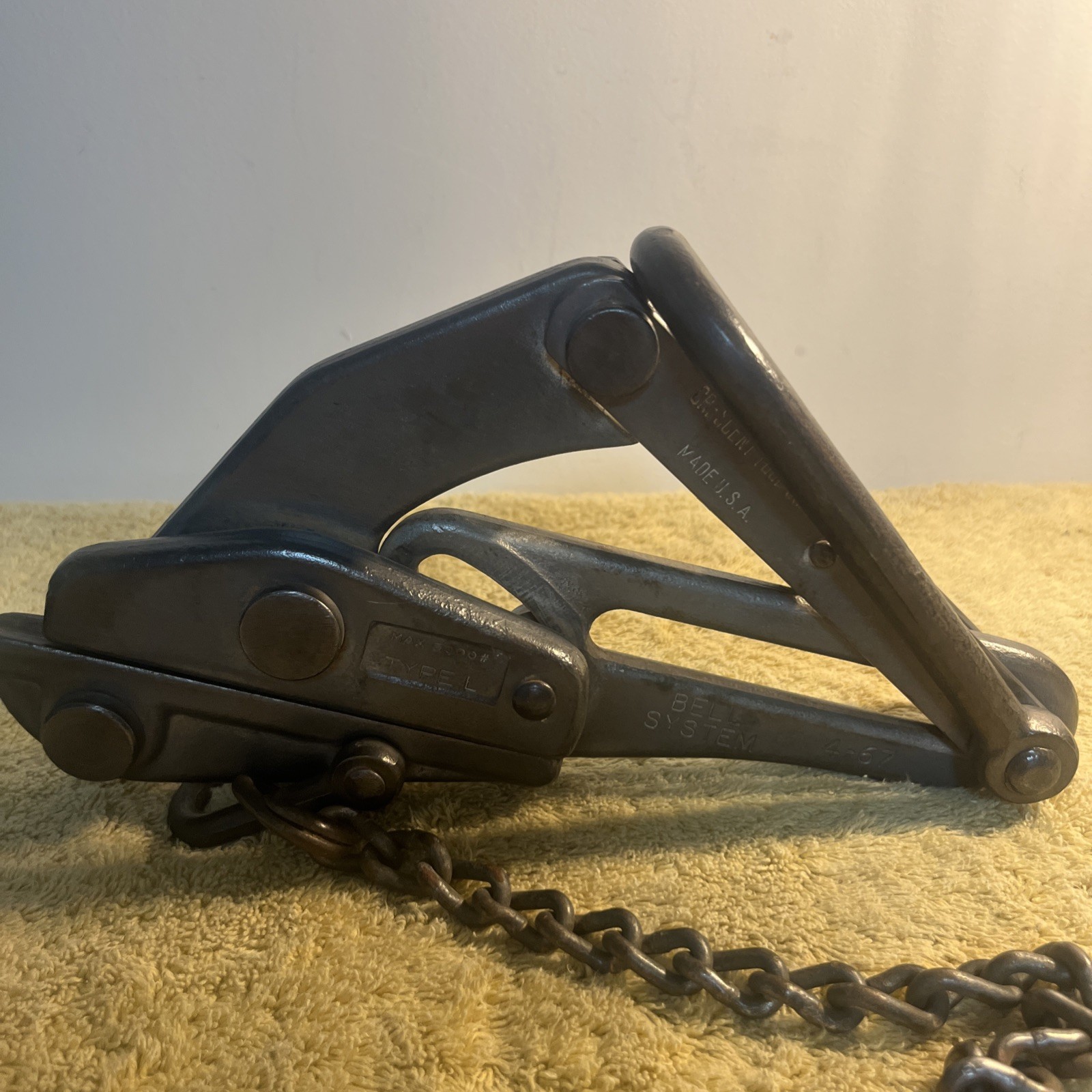 Vtg 1960's Crescent Tool Co Bell System Cable Wire Puller 4-67 Type L Max 5000#
