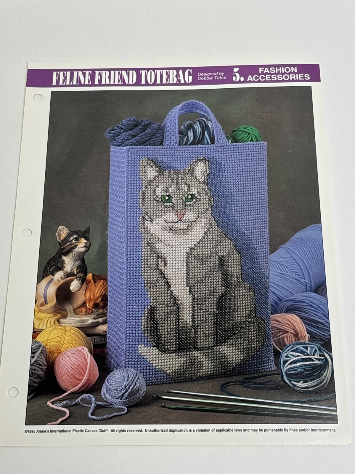 Feline Friend Tote Bag Cat Annie's Attic Plastic Canvas Pattern Page
