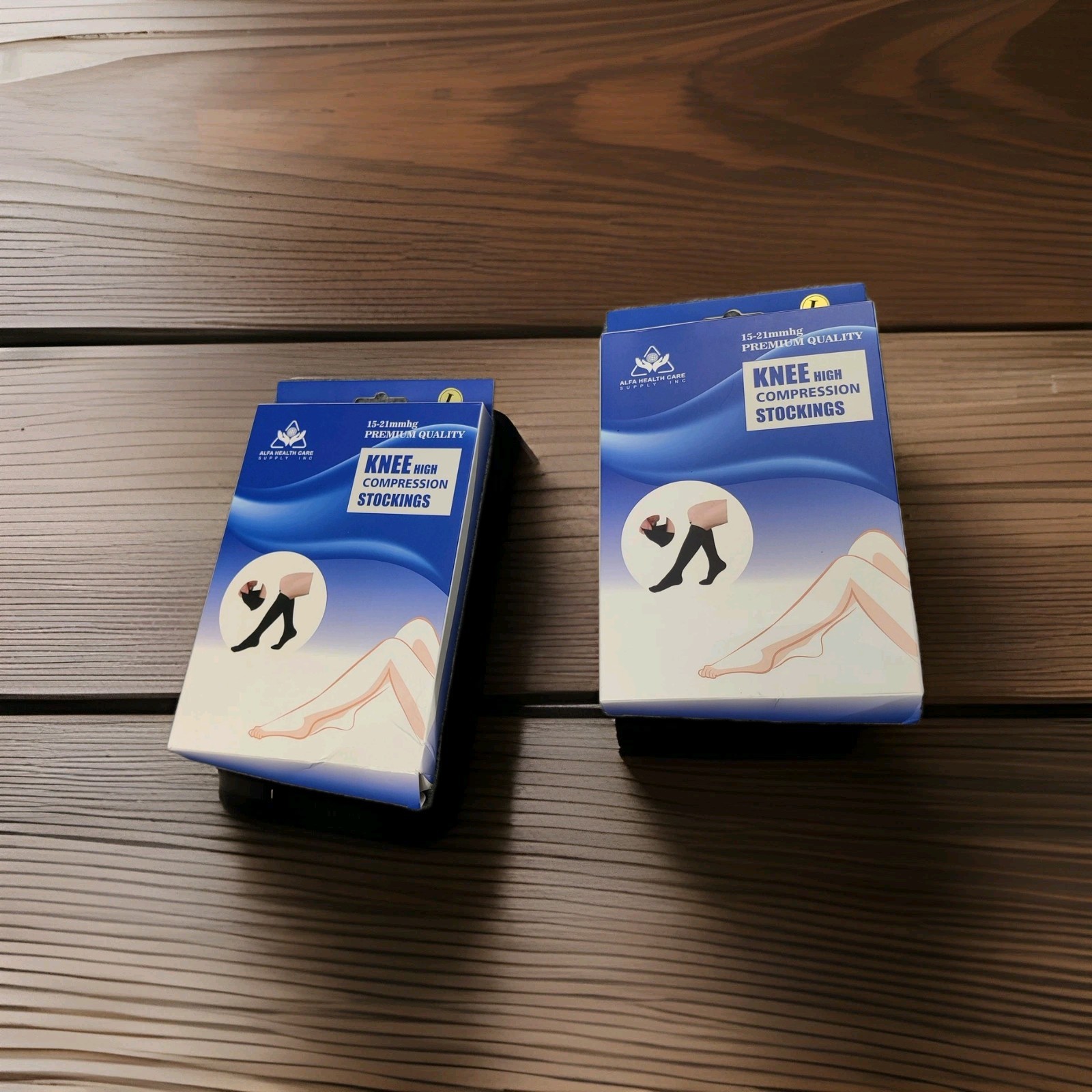 Alfa Health Care Knee High Compression Stockings Black Large 15 21 mmhg Lot of 2