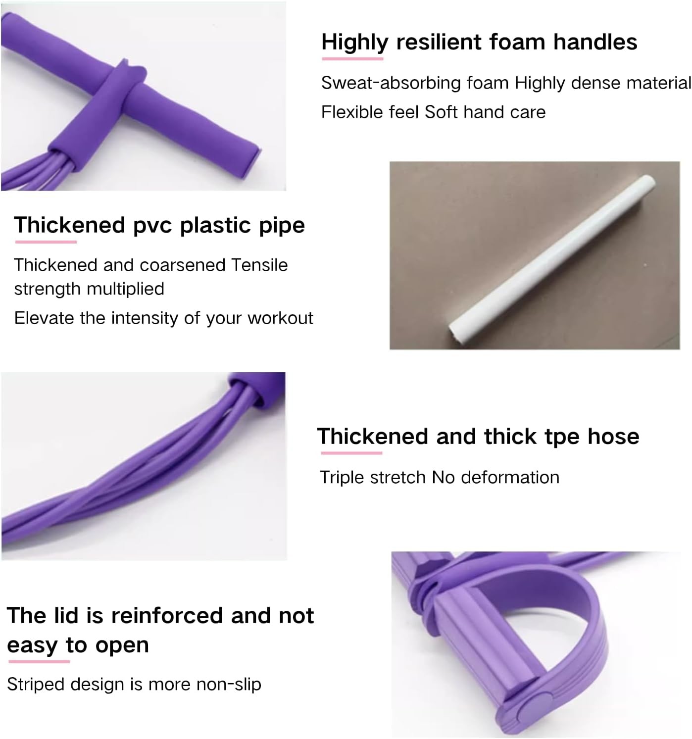 Fitness Resistance Bands Set with Handles & Ankle Straps - 4 Tube Exercise Bands