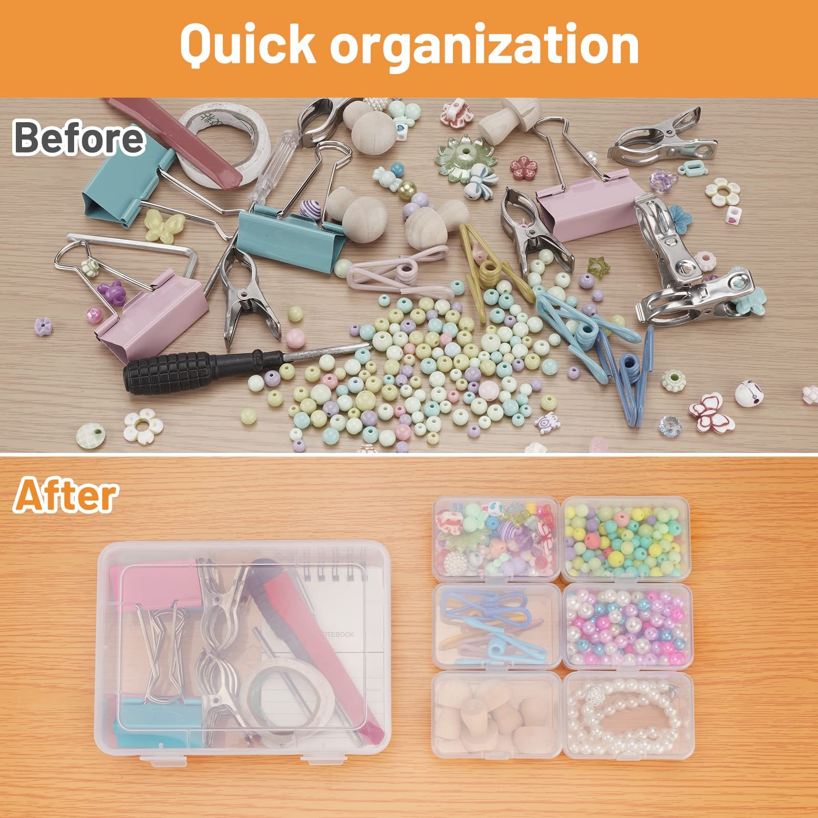 Mathtoxyz Small Bead Organizers and Storage, Clear Rectangle