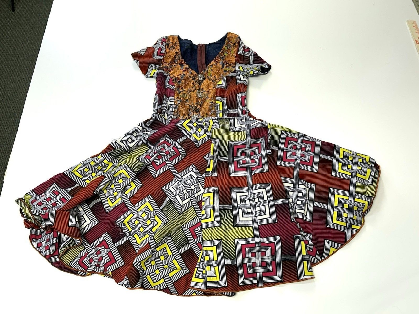 Girls African Wax Fabric Ankara Dress No Size Check Measurements Cotton