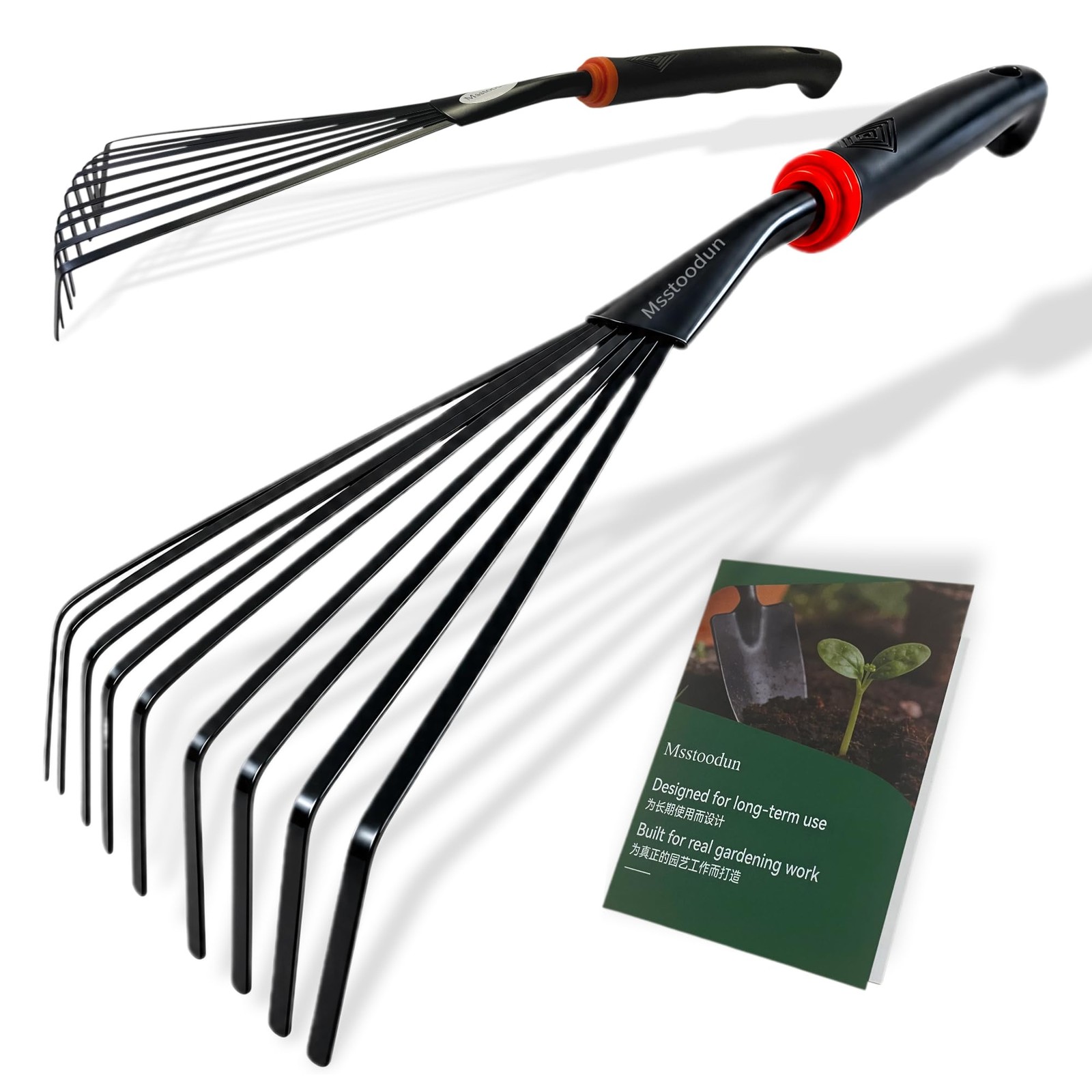 2 Pack Small Hand Rake for Gardening, Mini Leaf & Shrub Rake with Durable Ste...