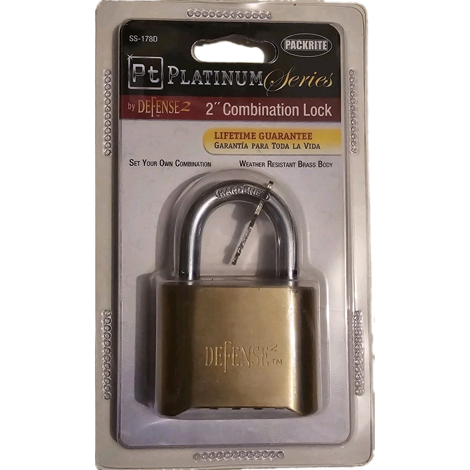 2pcs- Packrite Platinum Series 2" COMBINATION Padlock - Brass