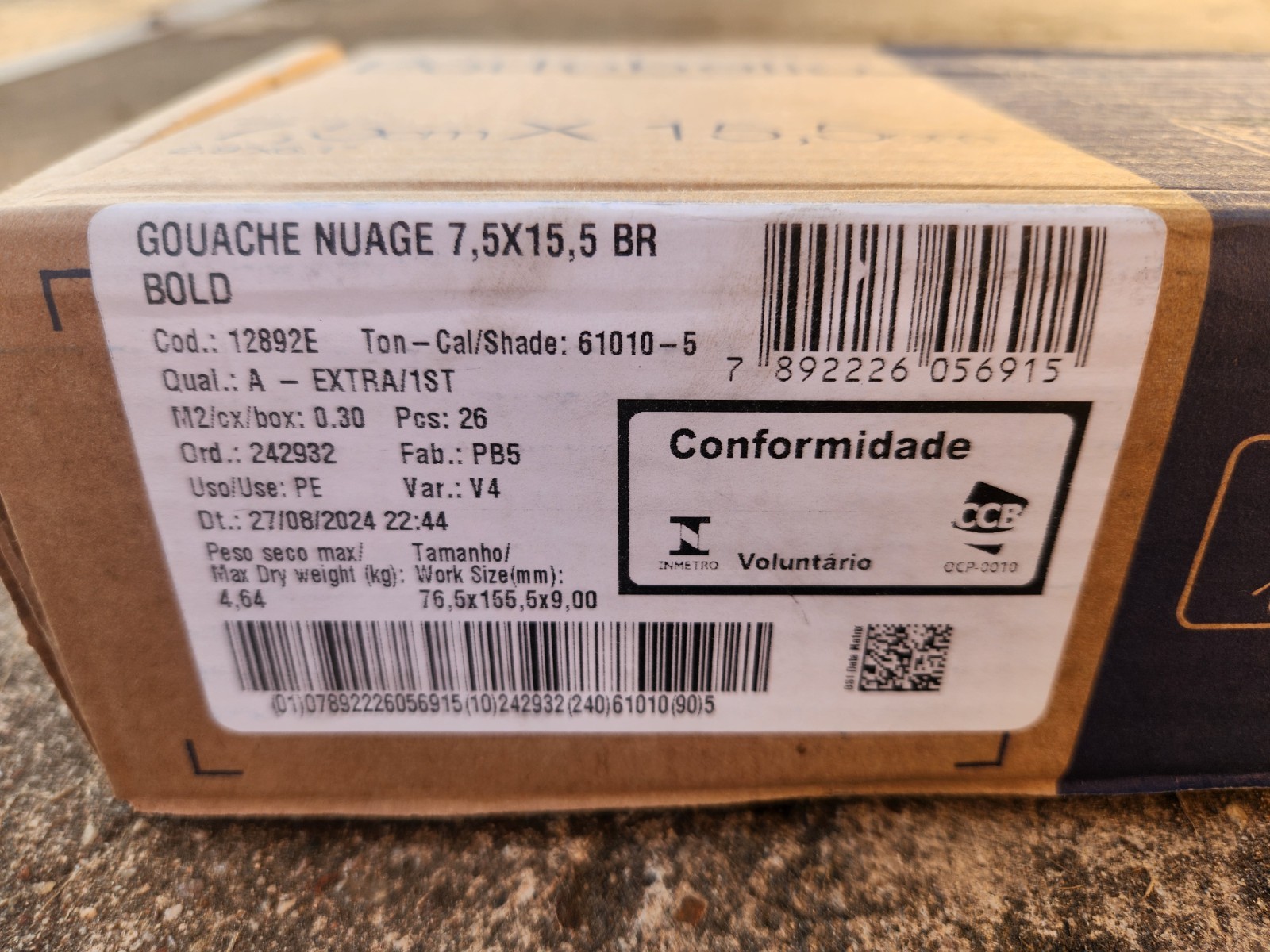 Portobello Gouache Nuage 7,5 cm x 15,5 cm BR Bold, 12892E, 26 Pcs, Glossy Tile