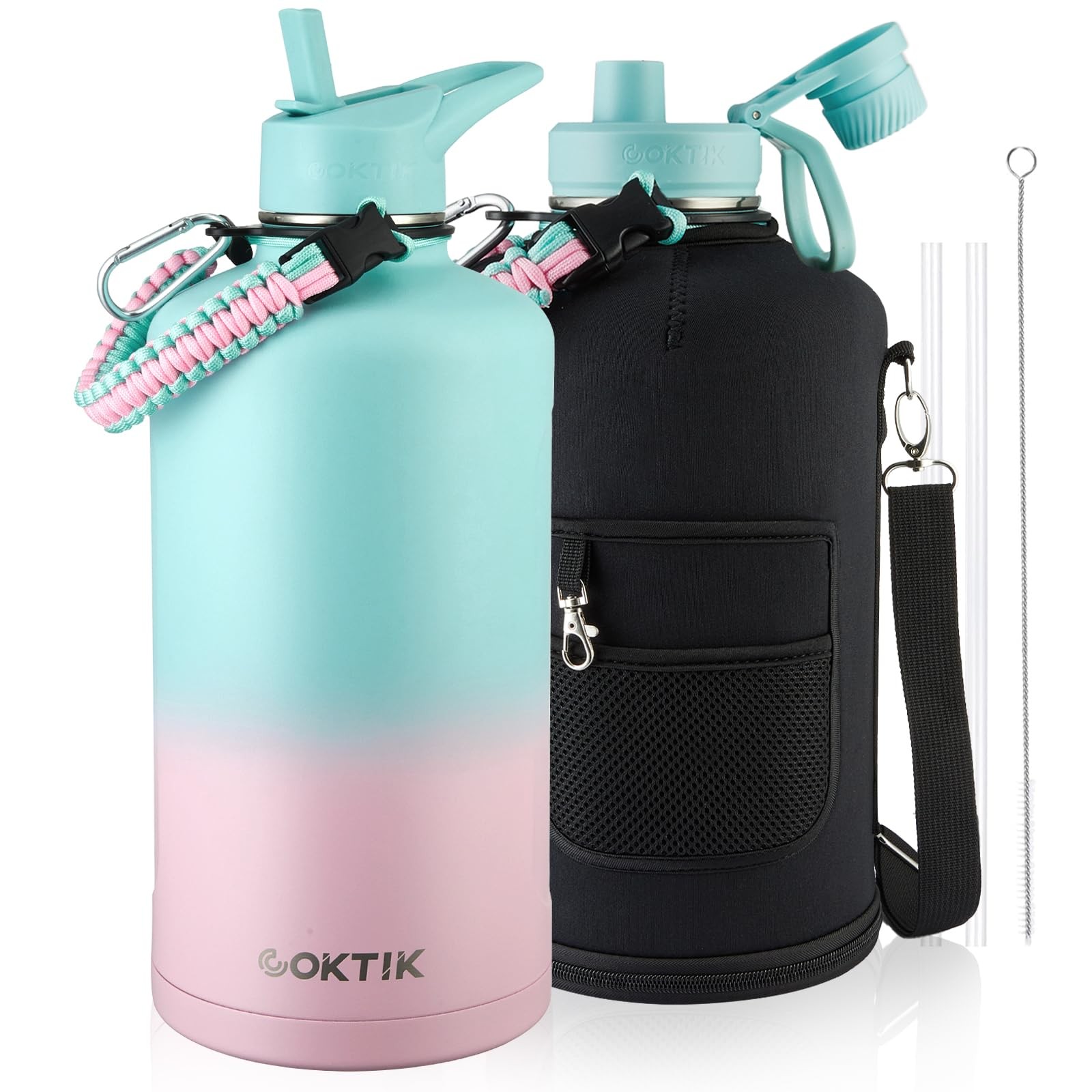 128oz Insulated Water Bottle - Stainless Steel Vacuum Metal, Portable 1 Gallo...