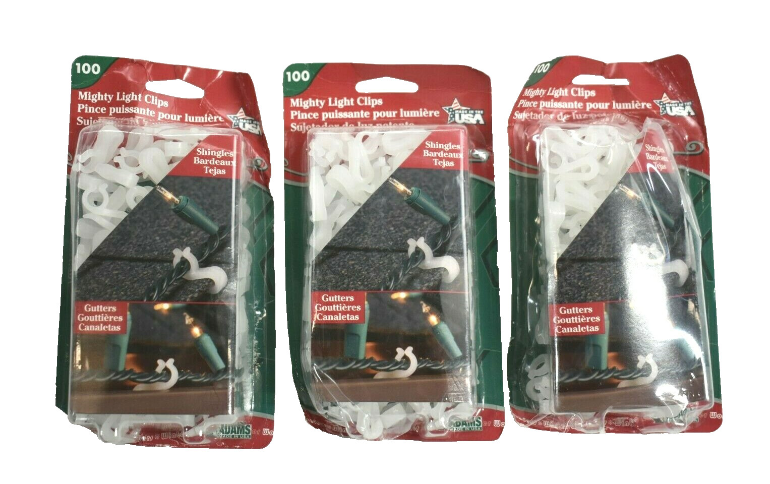 3 Pack Adams Accessory Mighty Light Clips 100-Count USA Made Hassle-Free Light