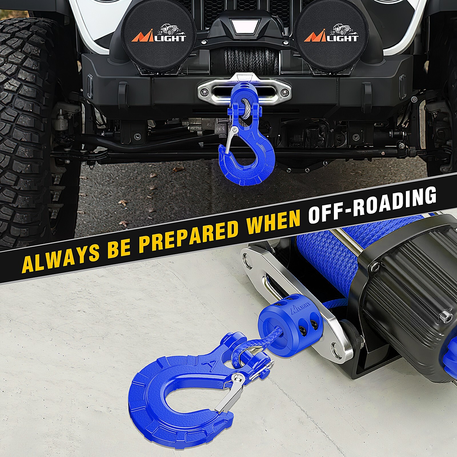 Nilight Forged Steel Winch Hook 3/8" Grade 70 Safety Latch Winch Cable Hook