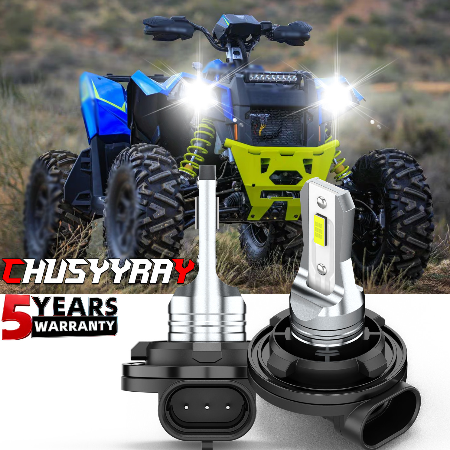 92069-7501 LED Headlight Bulbs For Polaris ATV SCRAMBLER 500 4X4 INTL- 2008-2009