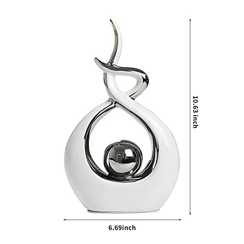 Norrclp Home Decor Modern Abstract Art Ceramic Statue Small White and Silver